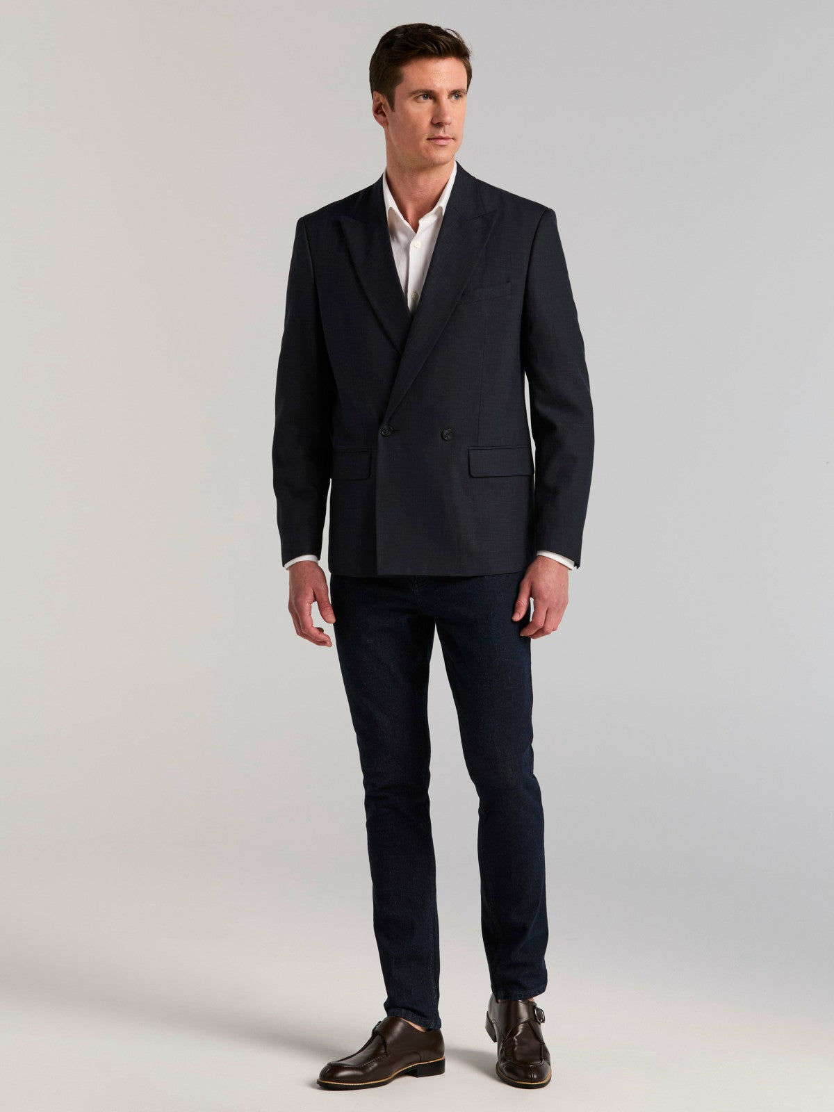 Perry Ellis Stretch Double Breasted Suit Jacket