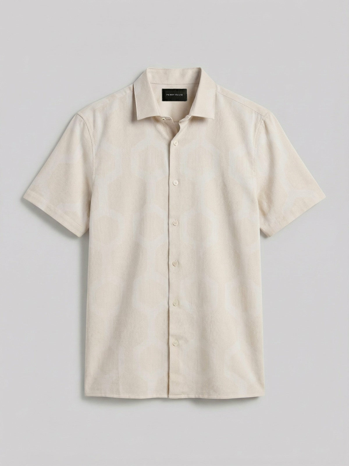 Perry Ellis Cotton Linen Geo Jacquard Shirt
