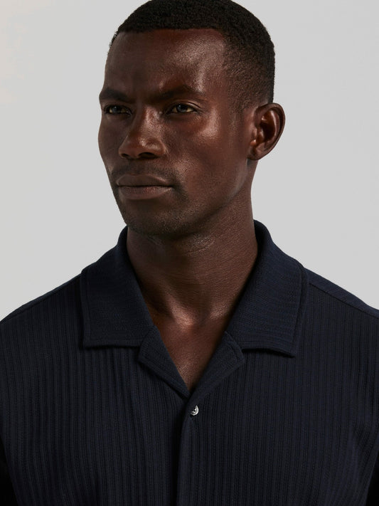 Perry Ellis Vertical Stripe Jacquard Button Front Knit