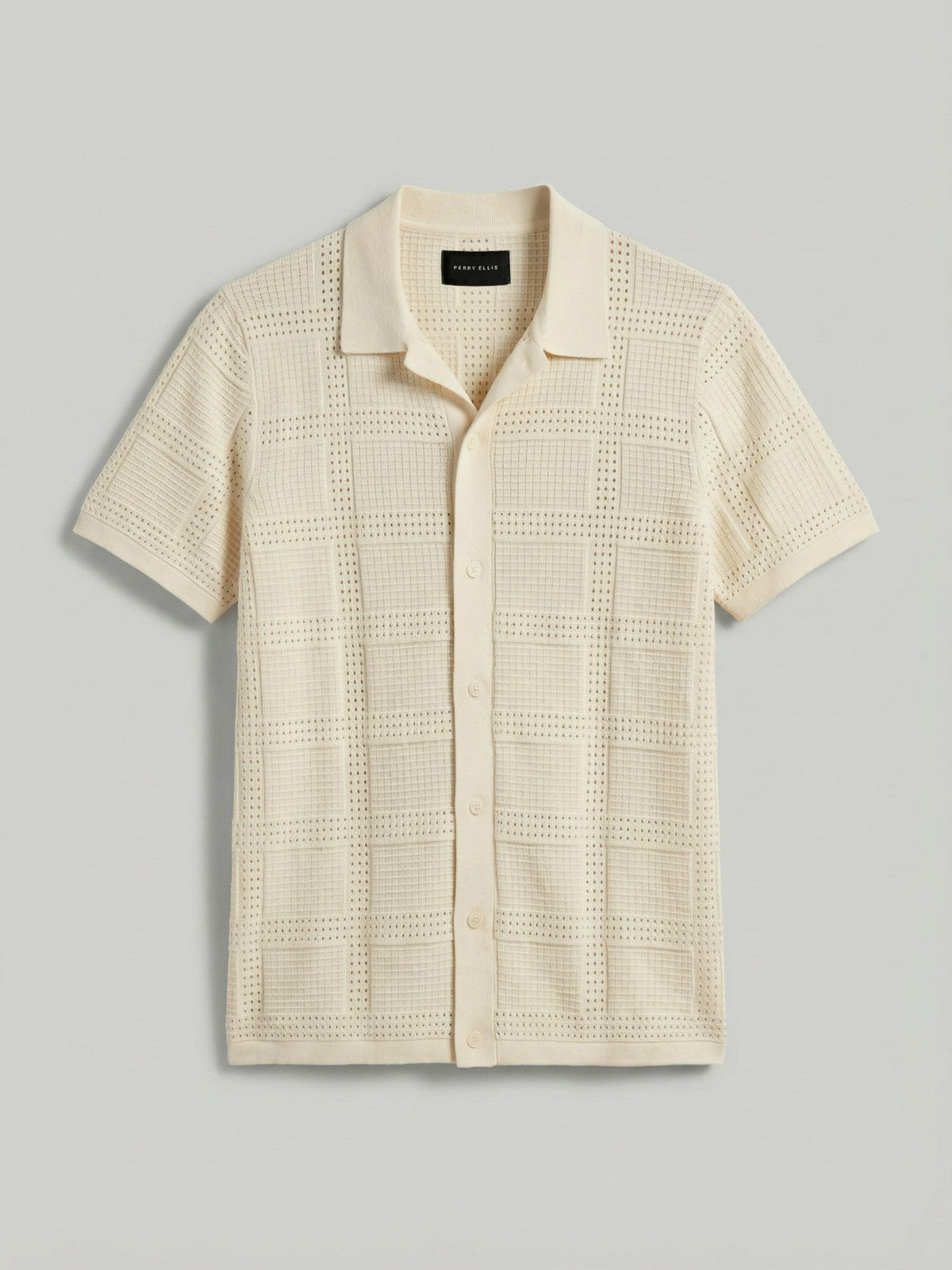 Perry Ellis Jacquard Pattern Button Front Sweater