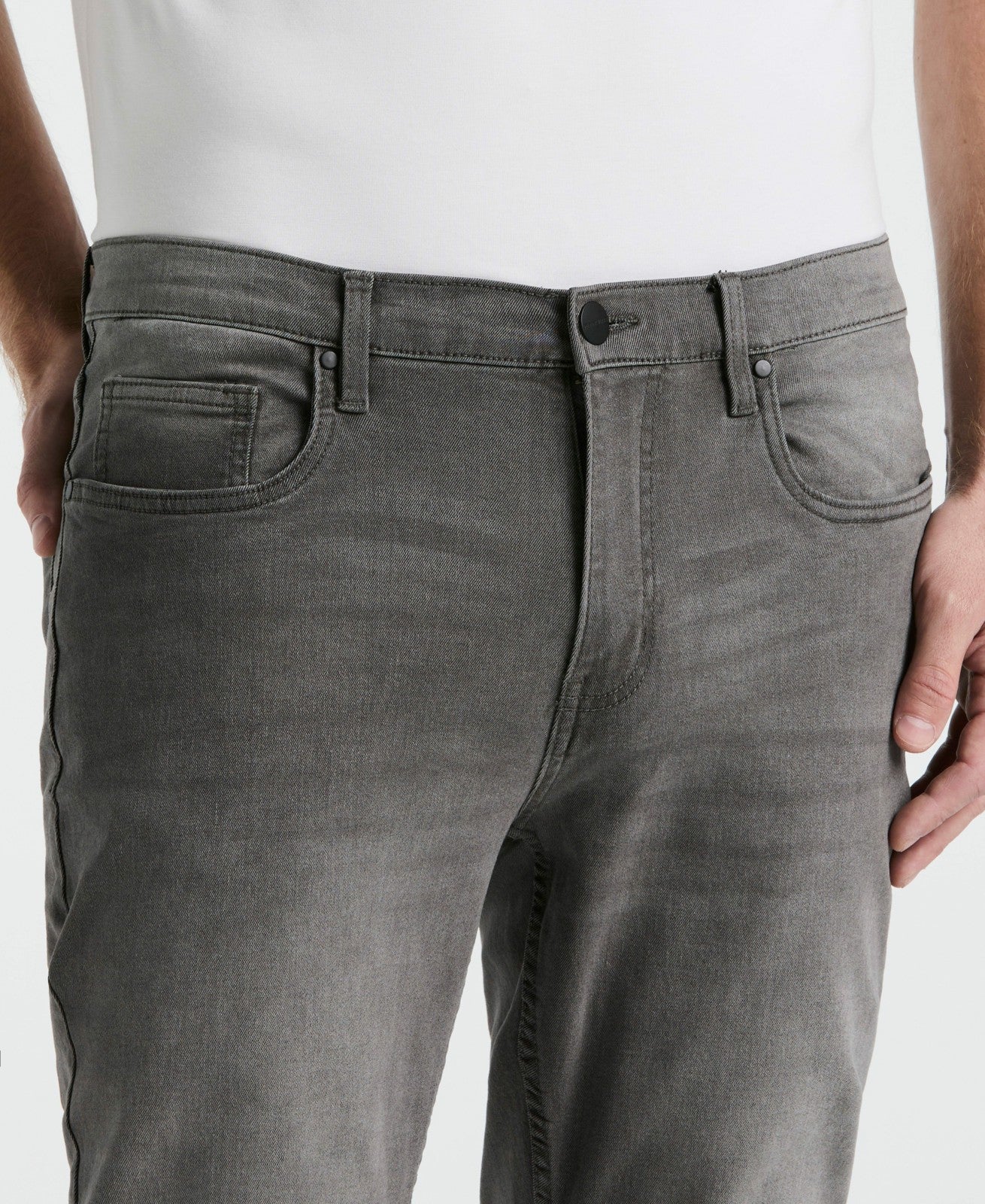 Perry Ellis Men's Slim Fit Light Wash Grey Denim Pants