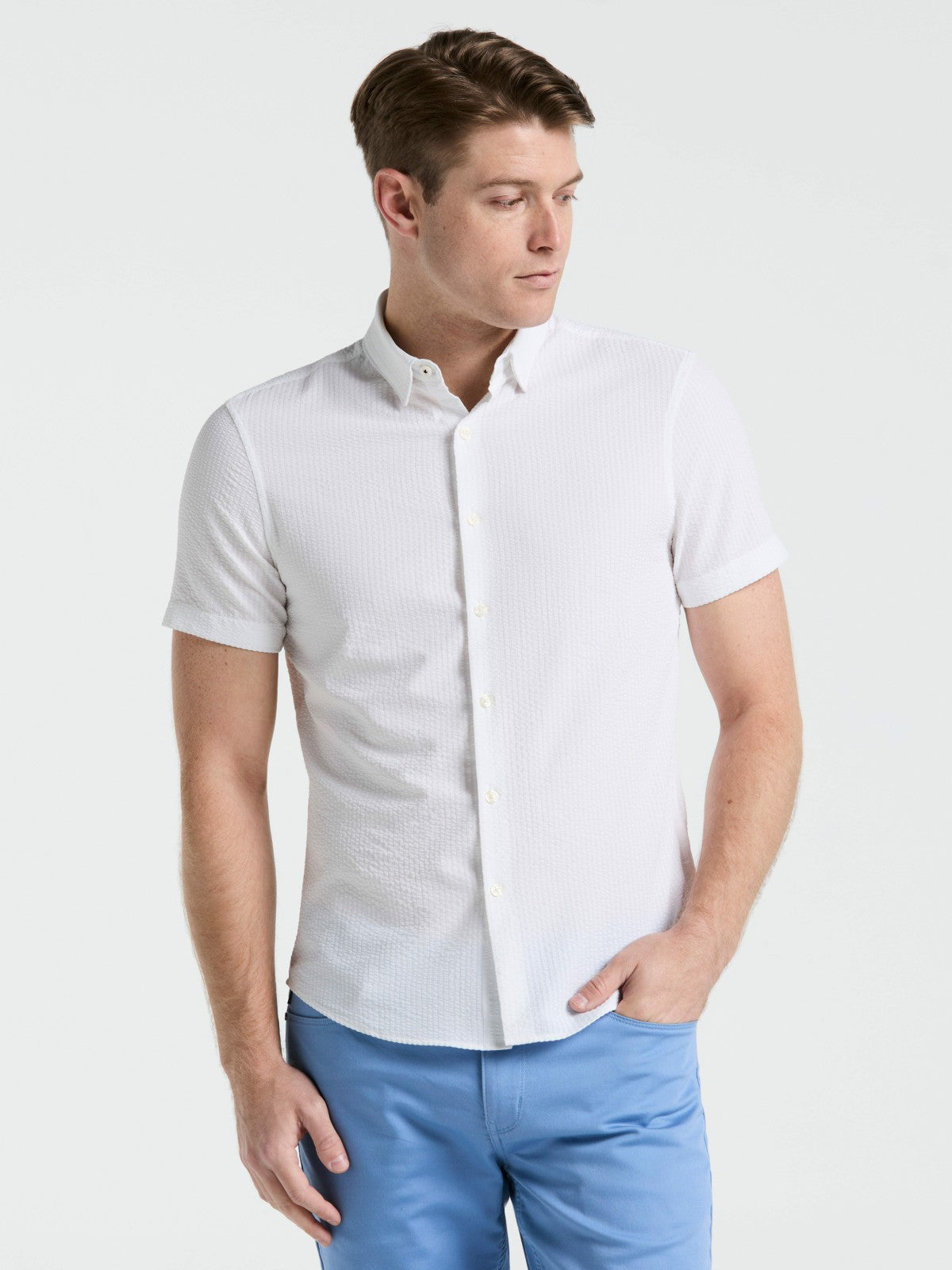 Perry Ellis Stretch Seersucker Slim Fit Shirt