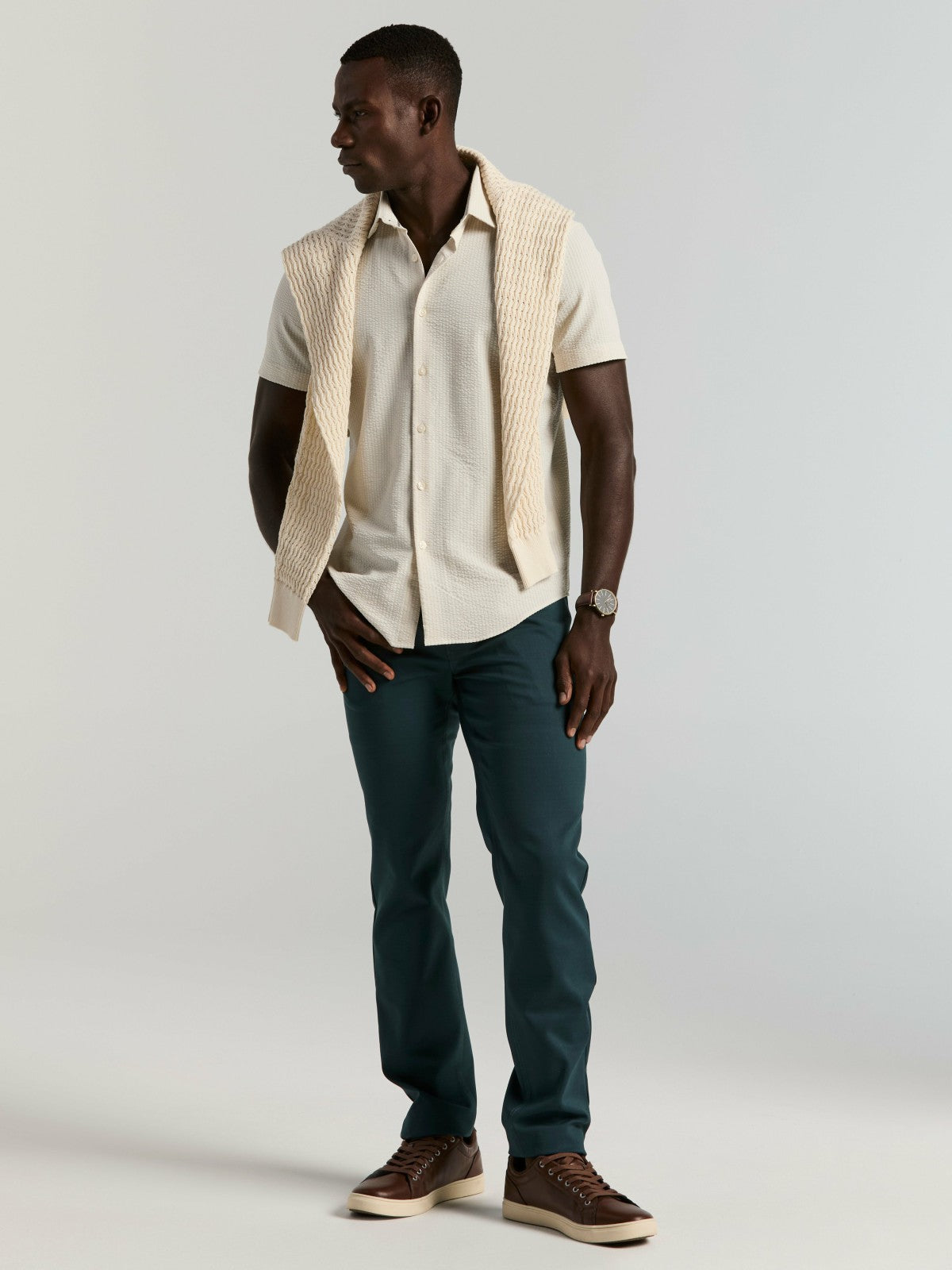 Perry Ellis Stretch Seersucker Slim Fit Shirt