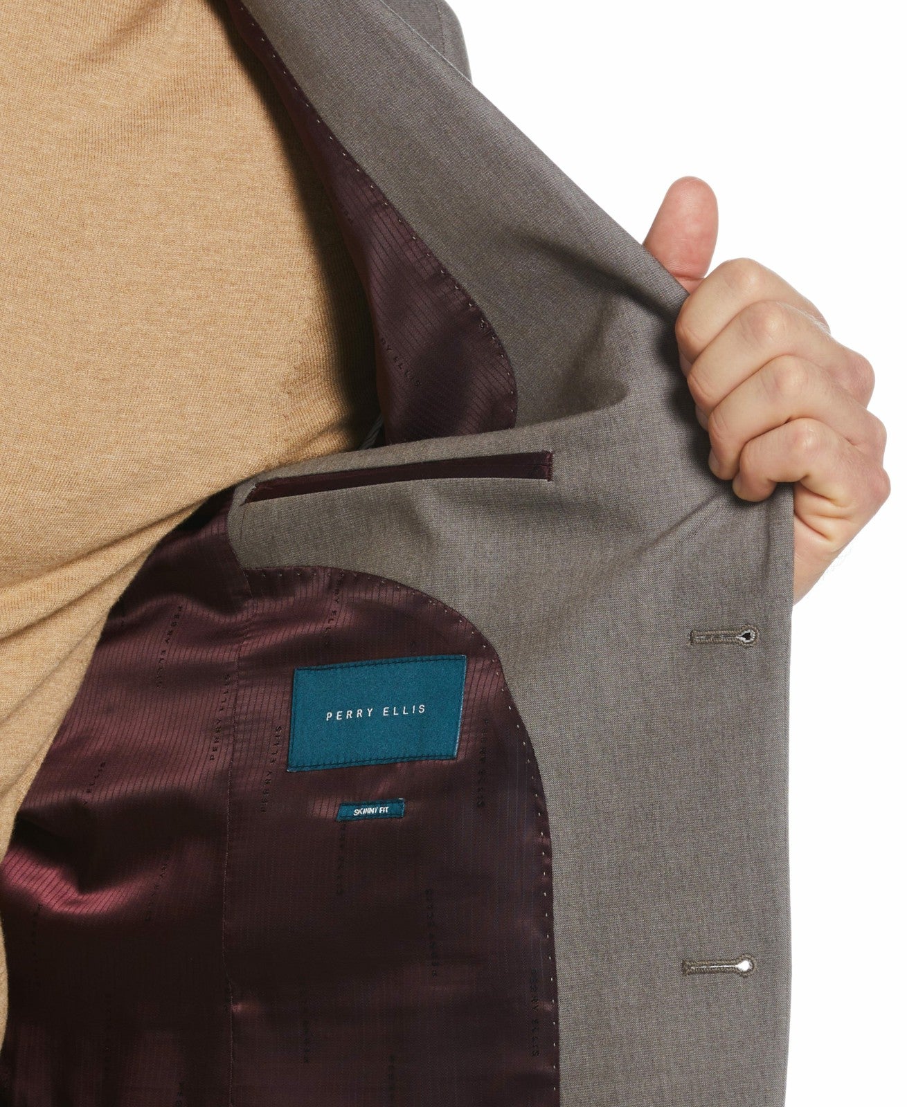 Perry Ellis Skinny Fit Notch Lapel Iridescent Suit Jacket