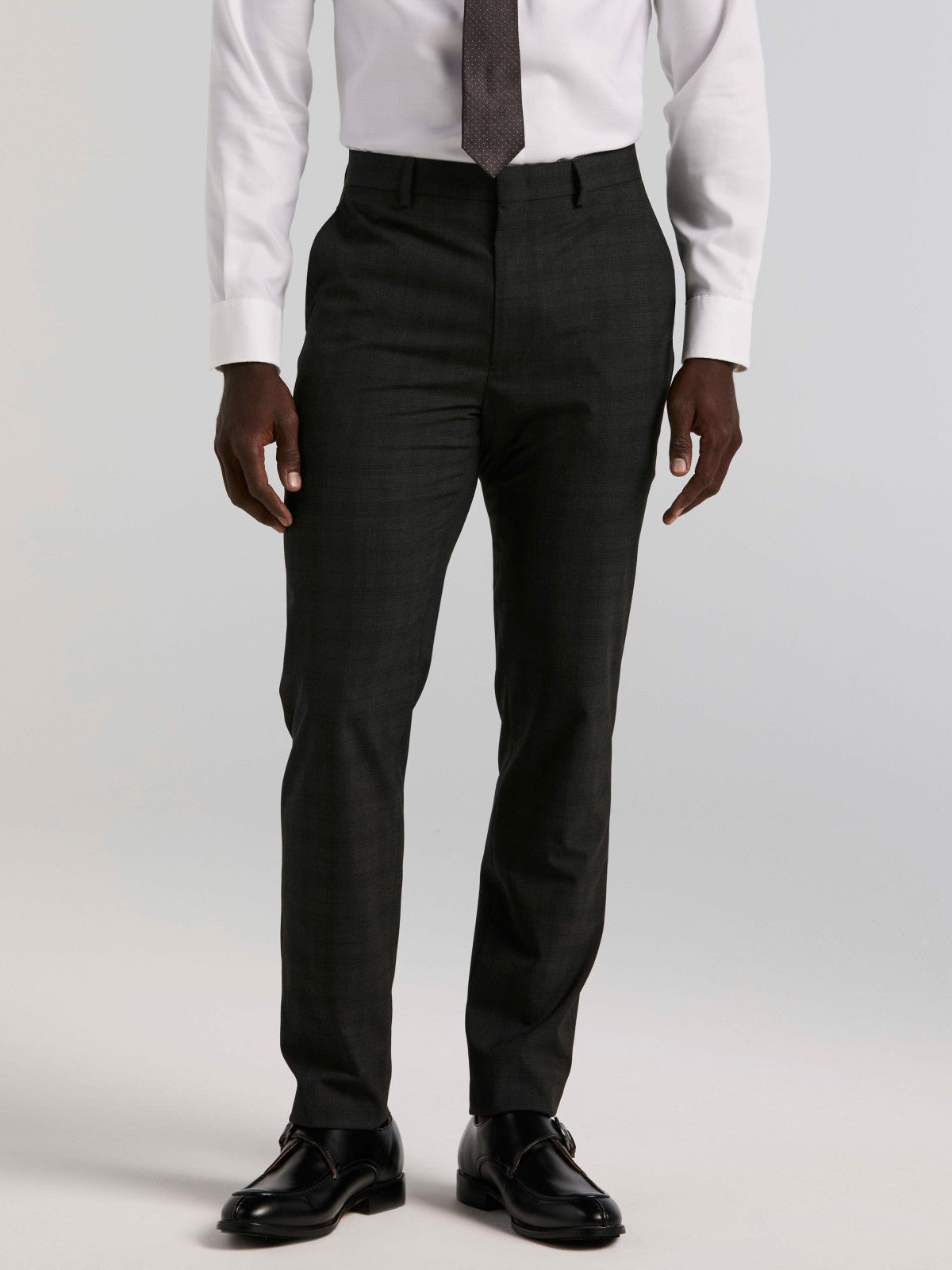 Perry Ellis Skinny Fit Charcoal Plaid Suit Pant
