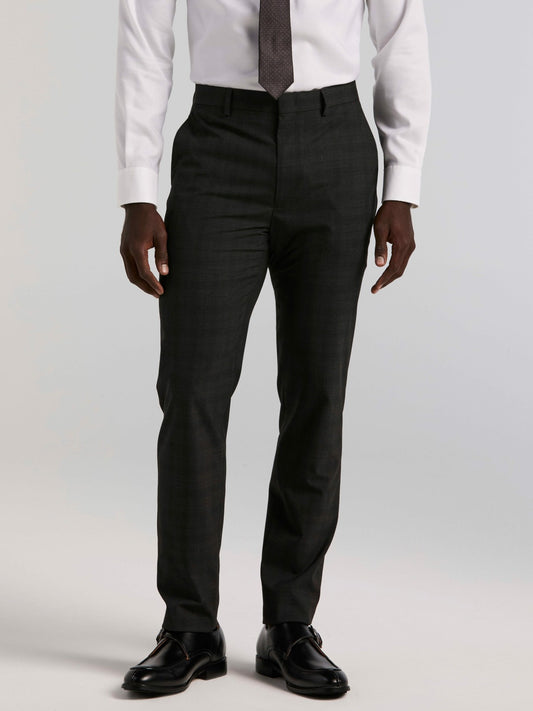 Perry Ellis Skinny Fit Charcoal Plaid Suit Pant