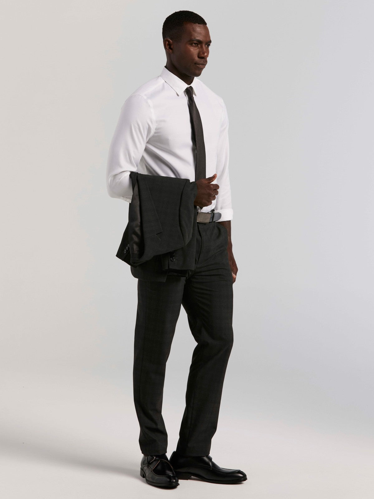 Perry Ellis Skinny Fit Charcoal Plaid Suit Pant
