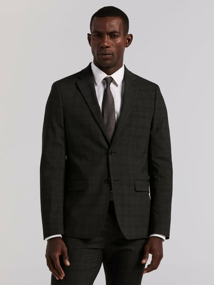 Perry Ellis Skinny Fit Charcoal Plaid Suit Jacket