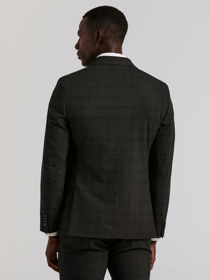 Perry Ellis Skinny Fit Charcoal Plaid Suit Jacket