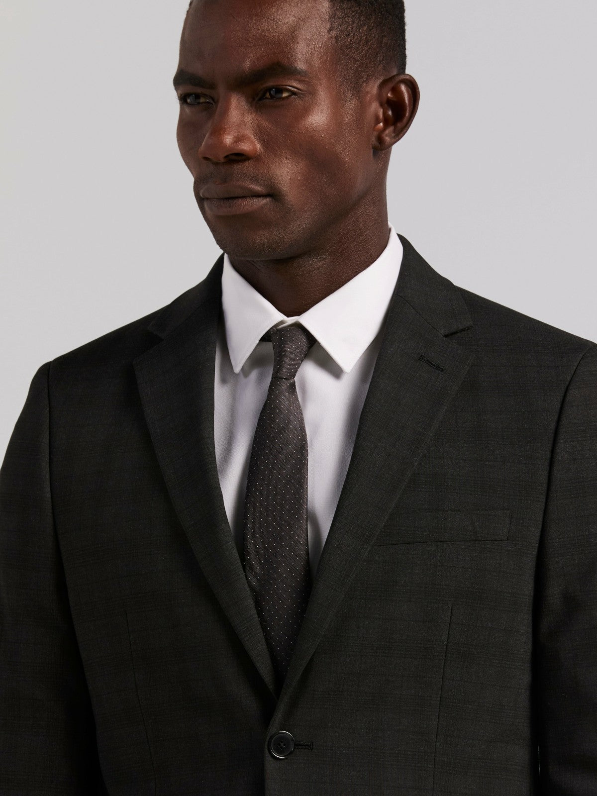 Perry Ellis Skinny Fit Charcoal Plaid Suit Jacket
