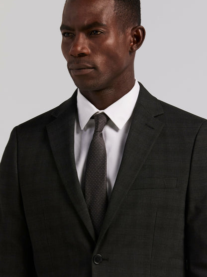 Perry Ellis Skinny Fit Charcoal Plaid Suit Jacket