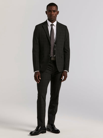 Perry Ellis Skinny Fit Charcoal Plaid Suit Jacket