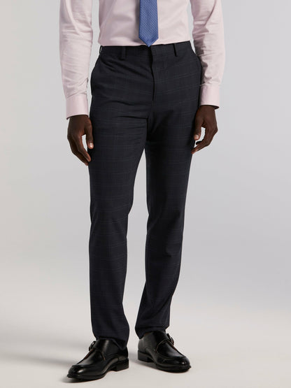 Perry Ellis Skinny Fit Navy Plaid Suit Pant