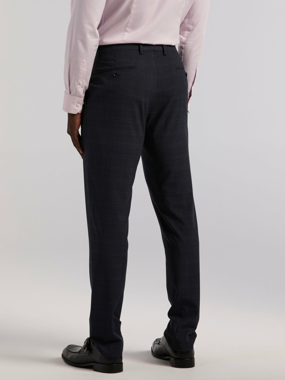 Perry Ellis Skinny Fit Navy Plaid Suit Pant