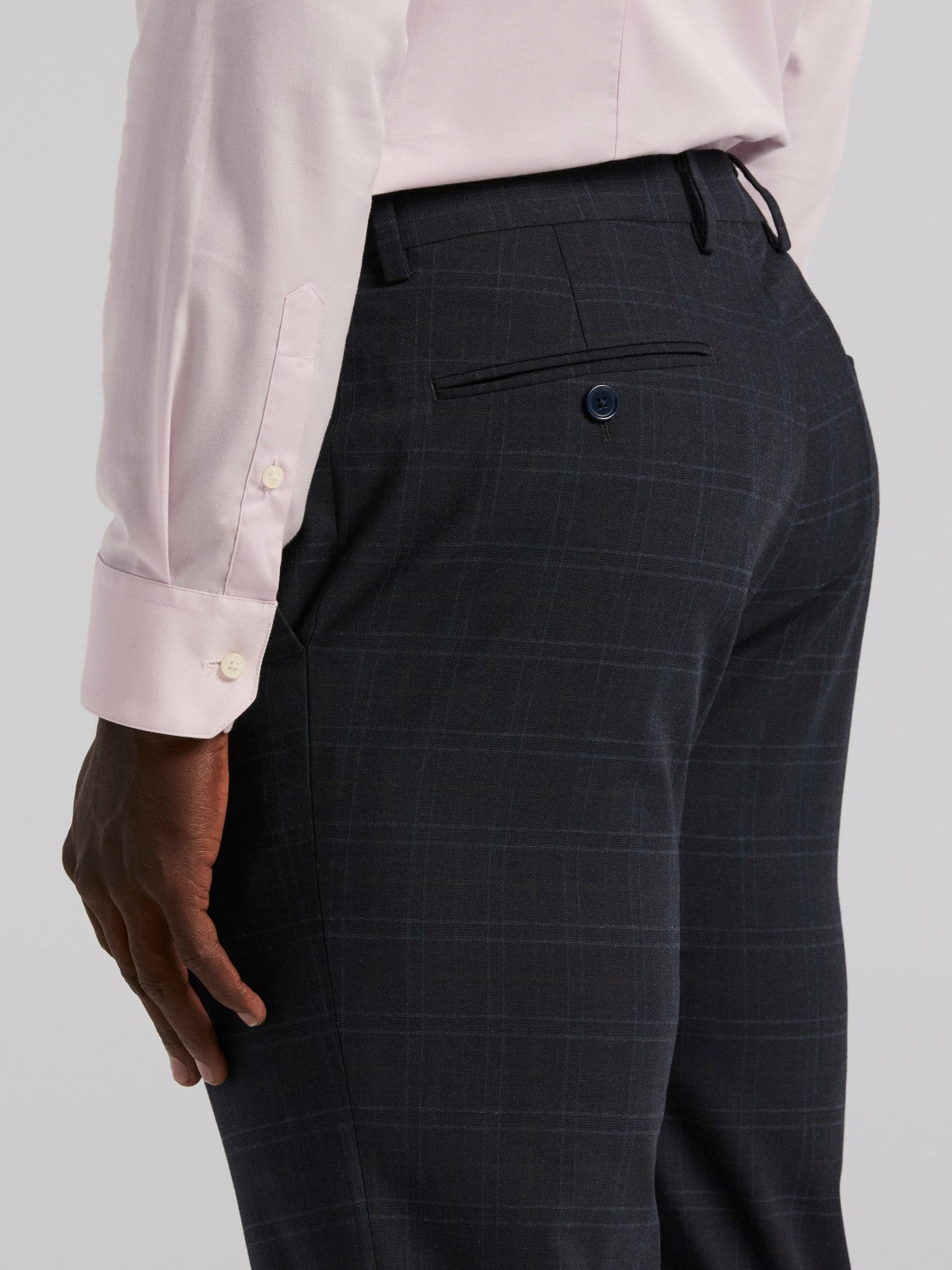 Perry Ellis Skinny Fit Navy Plaid Suit Pant