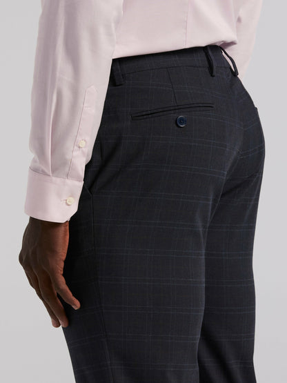 Perry Ellis Skinny Fit Navy Plaid Suit Pant