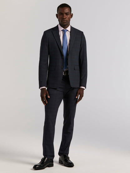 Perry Ellis Skinny Fit Navy Plaid Suit Pant
