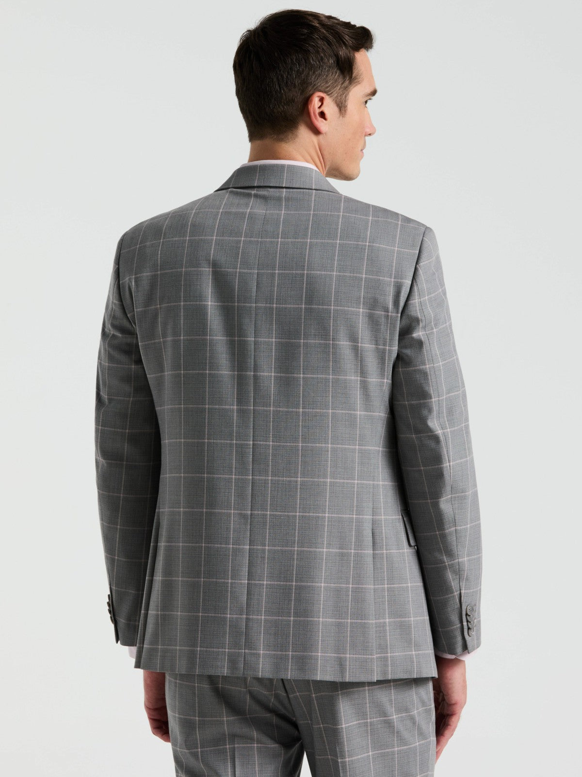 Perry Ellis Slim Fit Windowpane Pattern Suit Jacket
