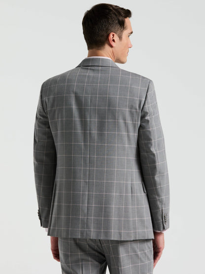 Perry Ellis Slim Fit Windowpane Pattern Suit Jacket