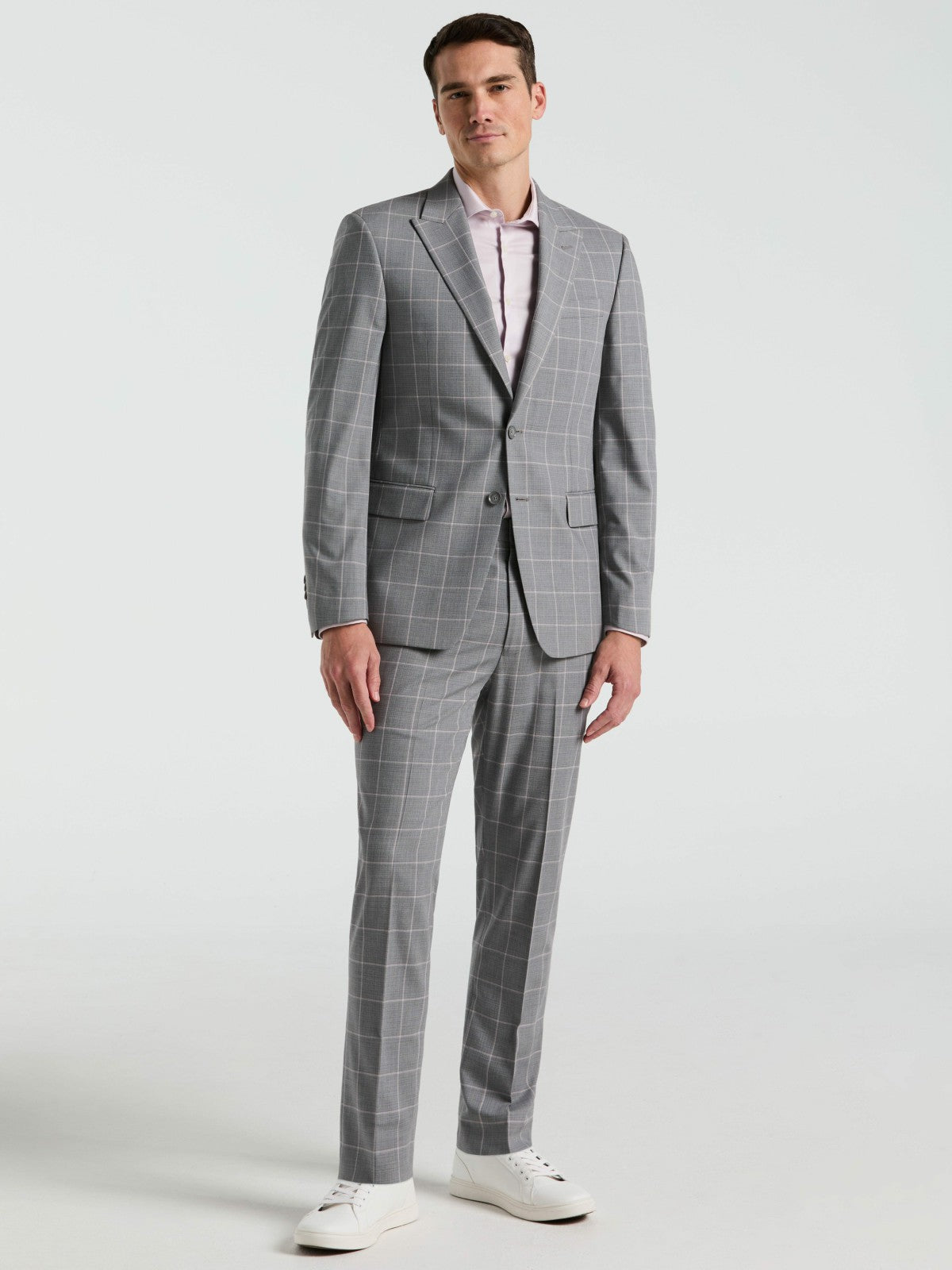Perry Ellis Slim Fit Windowpane Pattern Suit Jacket