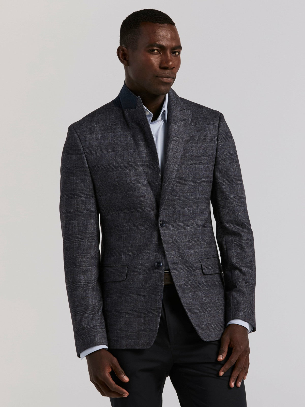 Perry Ellis Plaid Knit Skinny Fit Sport Coat