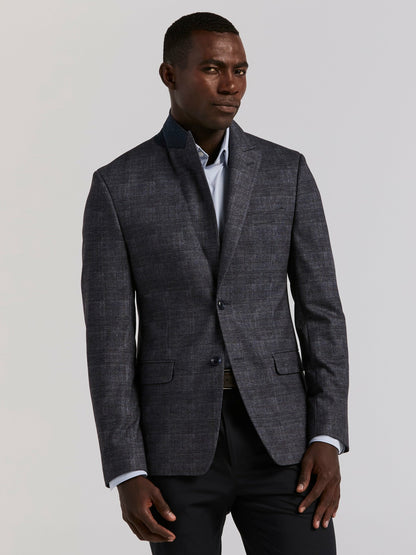 Perry Ellis Plaid Knit Skinny Fit Sport Coat