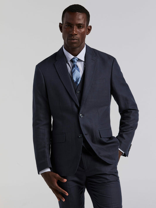 Perry Ellis Linen Blend Herringbone Suit Jacket