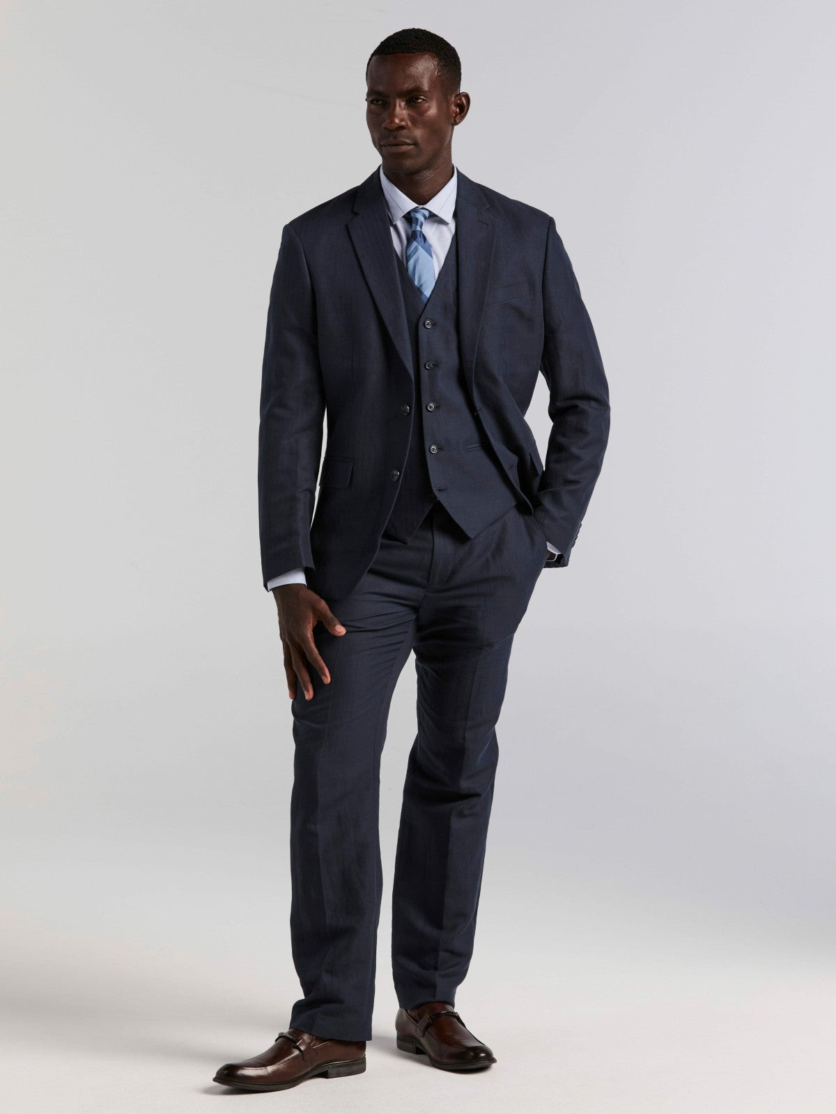 Perry Ellis Linen Blend Herringbone Suit Jacket