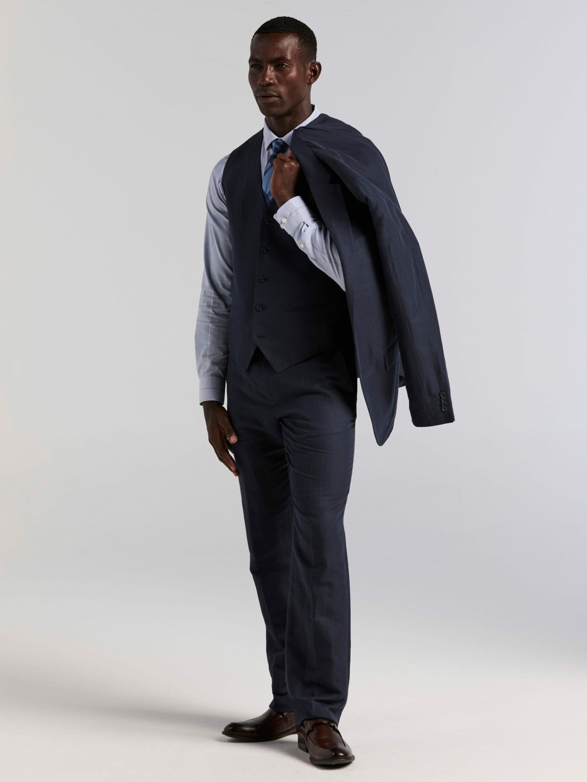 Perry Ellis Linen Blend Herringbone Suit Jacket