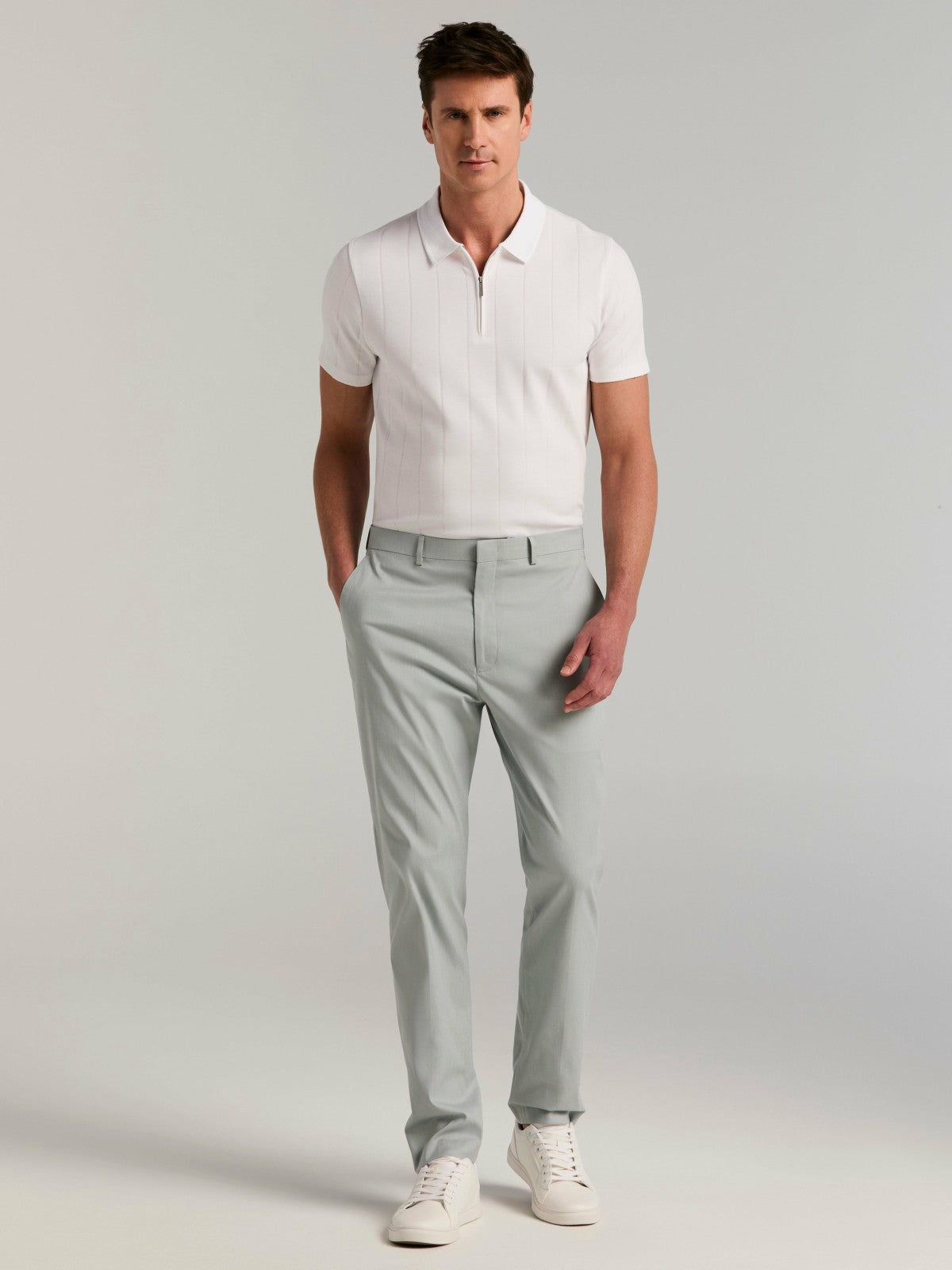 Perry Ellis Slim Fit Stretch Flat Front Dress Pant