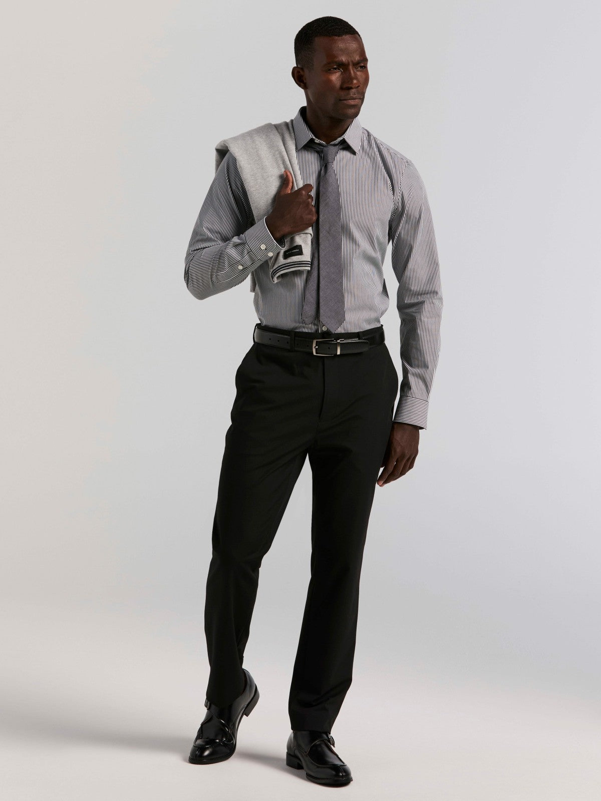 Perry Ellis Slim Fit Bengal Stripe Cotton Dress Shirt