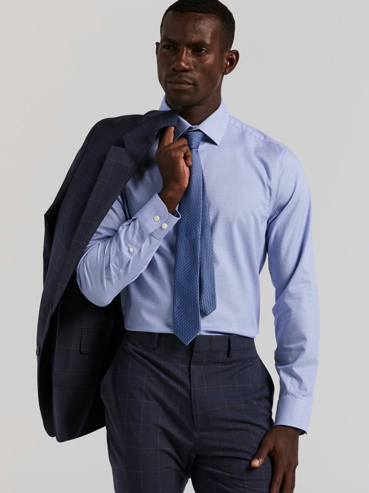 Perry Ellis Houndstooth Dobby Cotton Stretch Dress Shirt