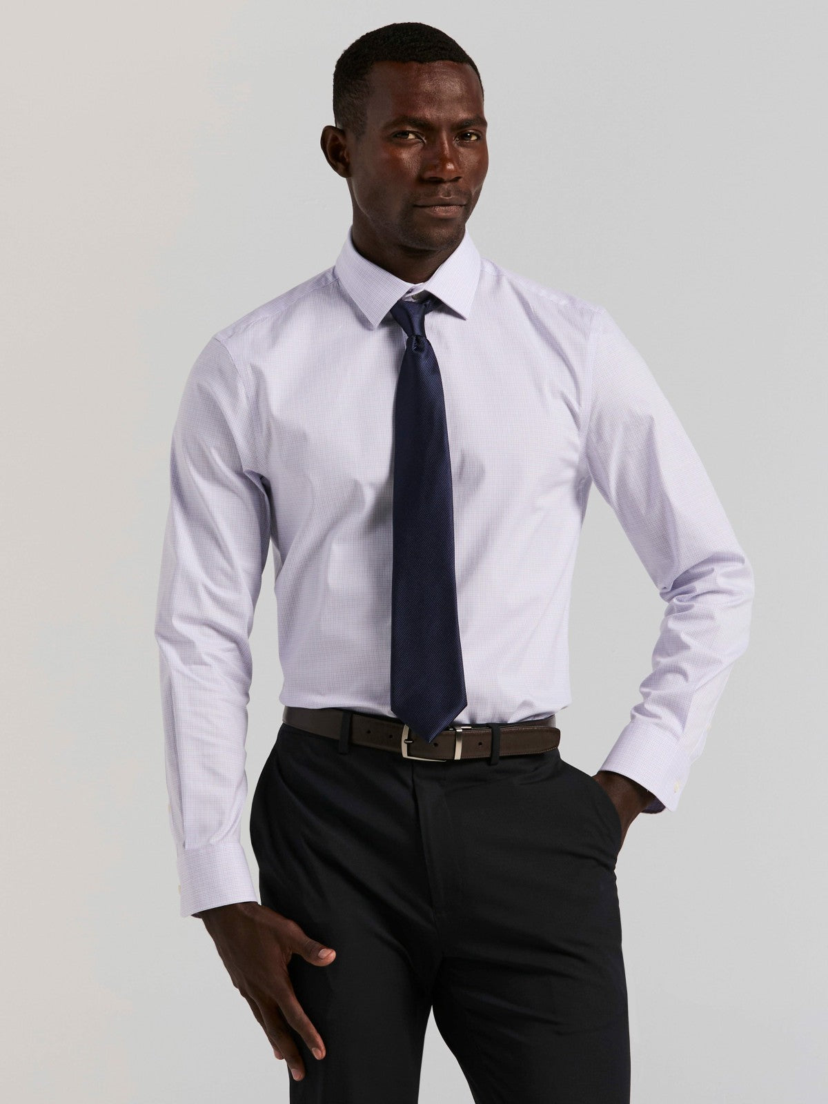 Perry Ellis Cotton Mini Plaid Slim Fit Dress Shirt