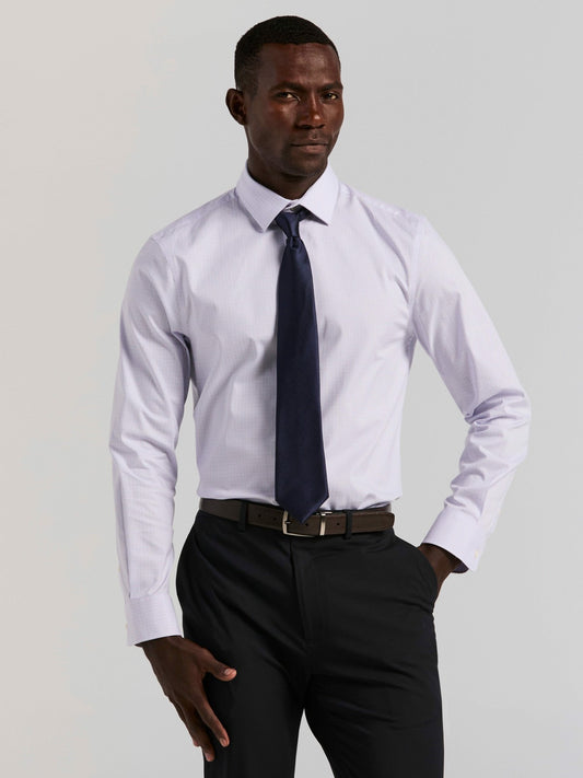 Perry Ellis Cotton Mini Plaid Slim Fit Dress Shirt