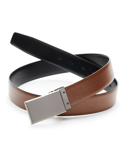 Perry Ellis Pattern Plaque Reversible Leather Belt
