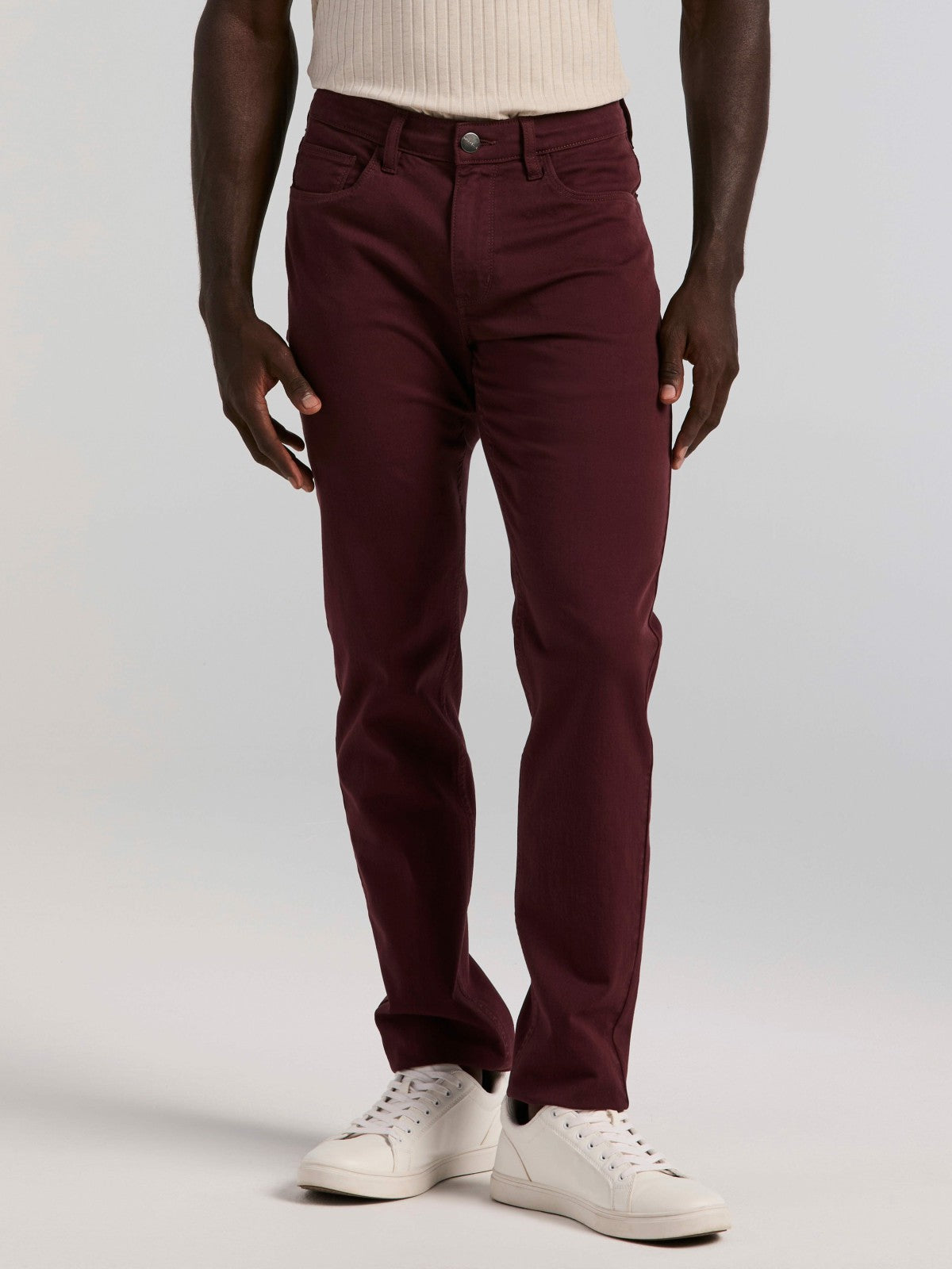 Perry Ellis Slim Fit Dyed Solid Twill Five Pocket Pant