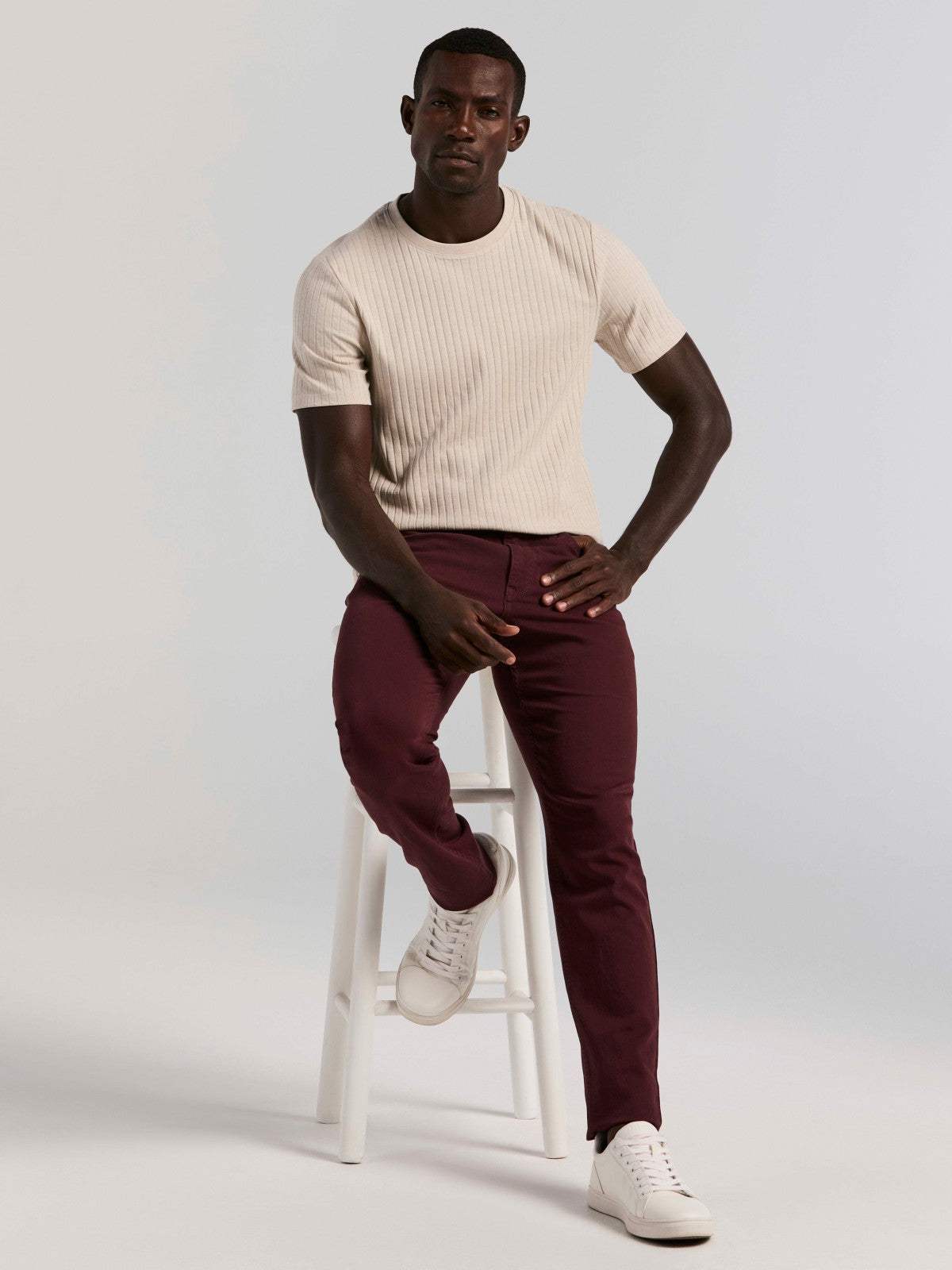 Perry Ellis Slim Fit Dyed Solid Twill Five Pocket Pant