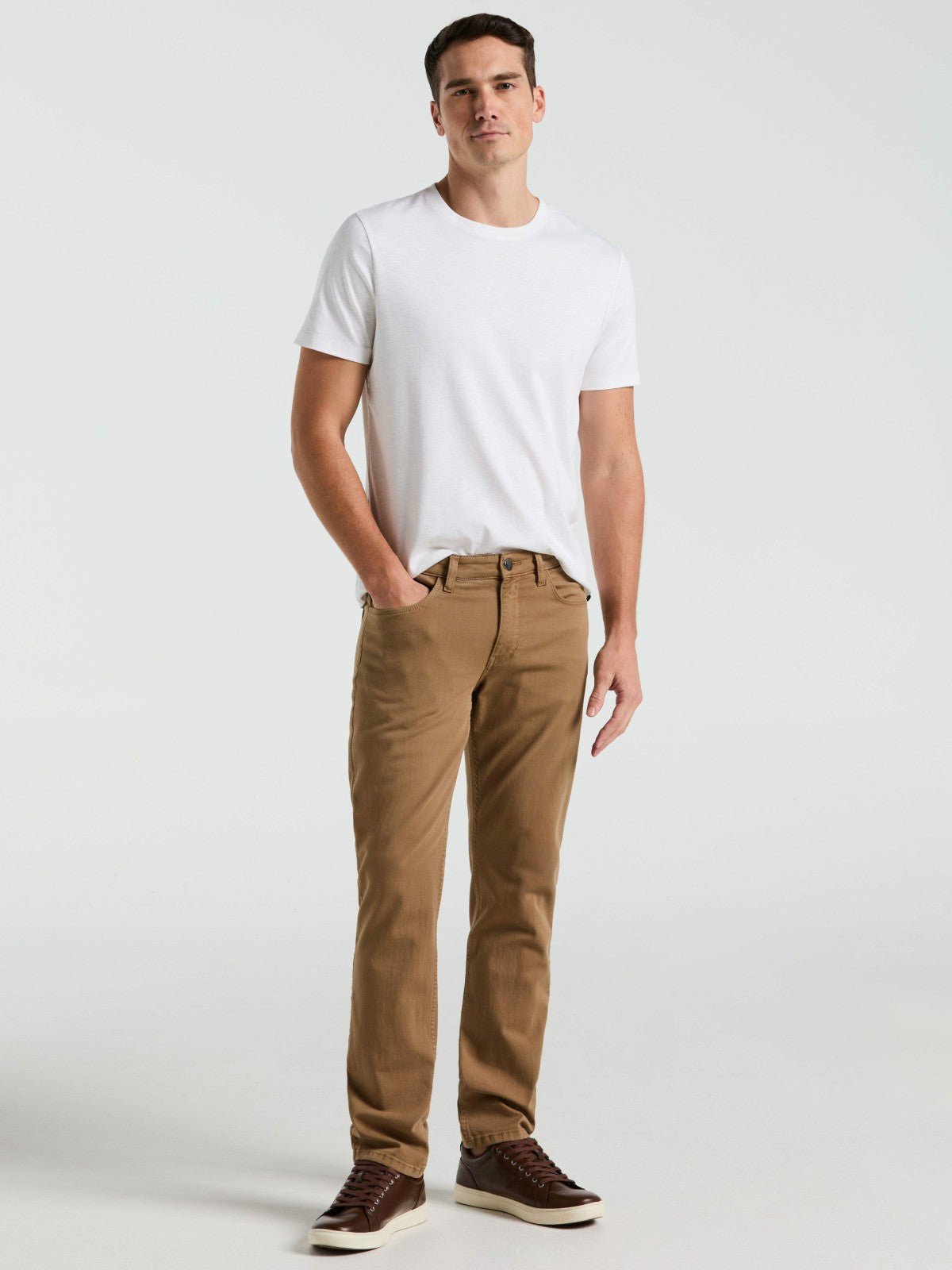 Perry Ellis Slim Fit Dyed Solid Twill Five Pocket Pant