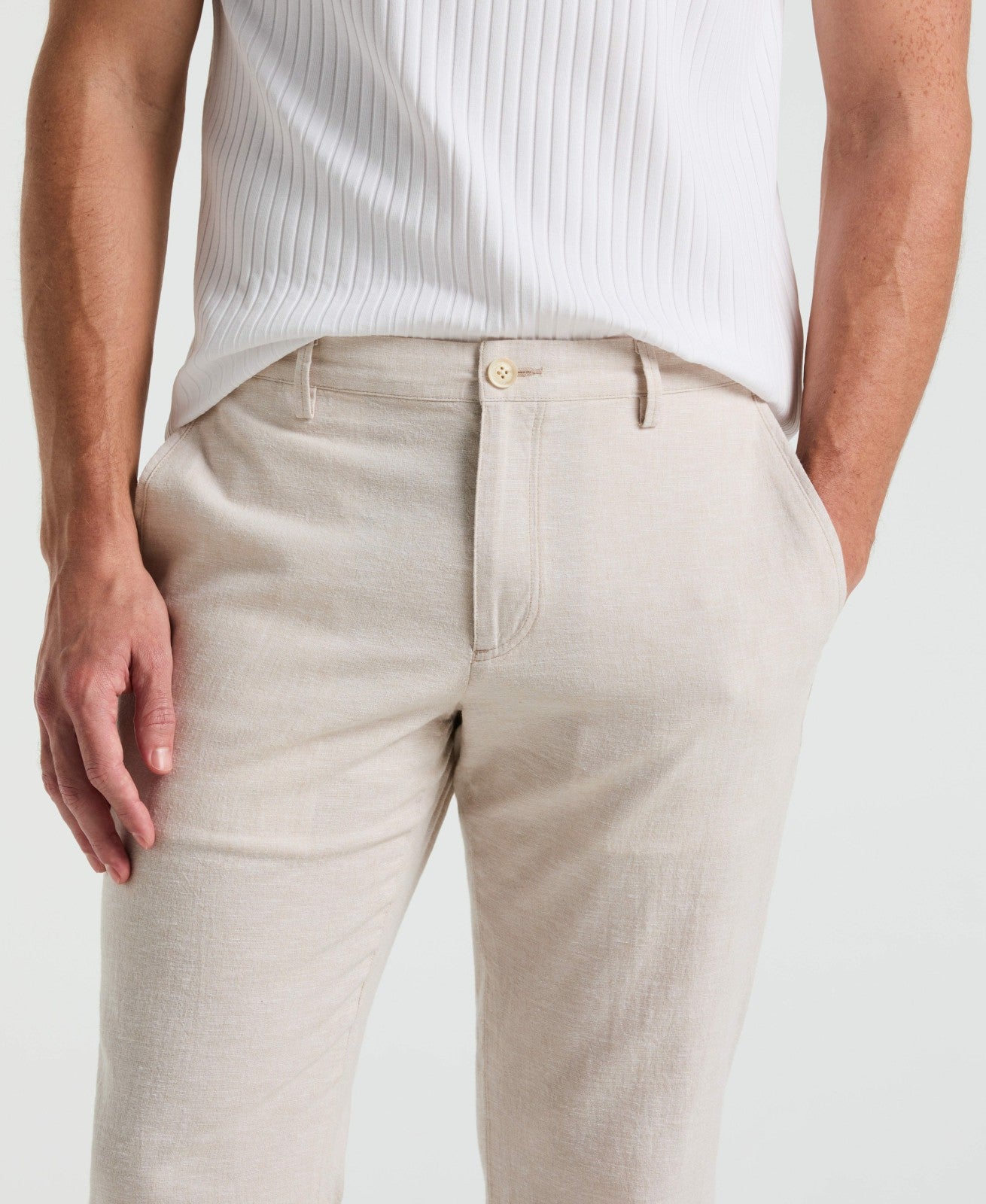 Perry Ellis Slim Fit Flat Front Linen Blend Chino Pant