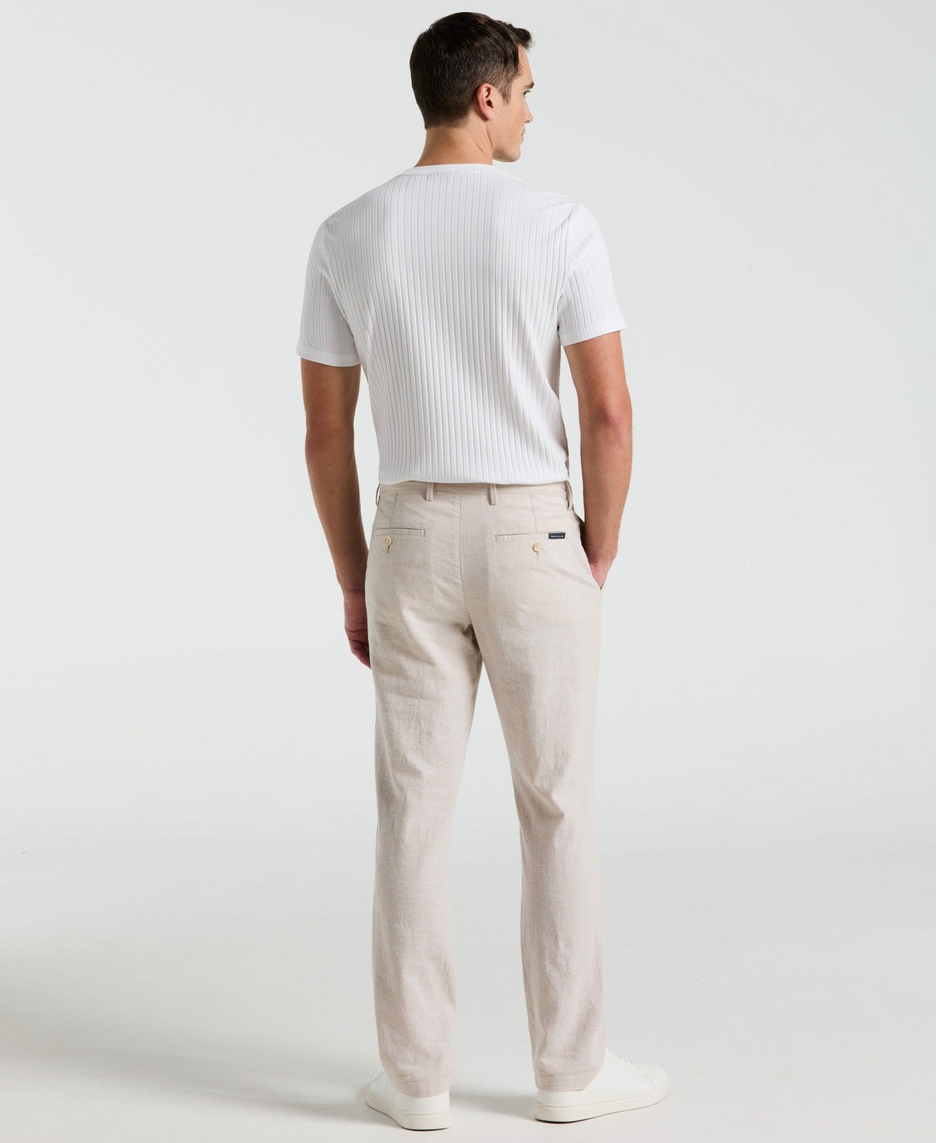 Perry Ellis Slim Fit Flat Front Linen Blend Chino Pant