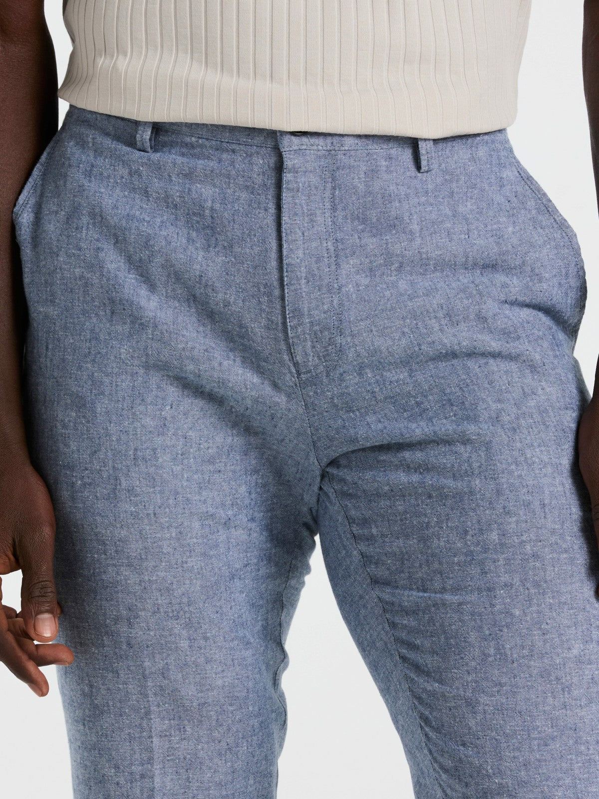 Perry Ellis Slim Fit Flat Front Linen Blend Chino Pant