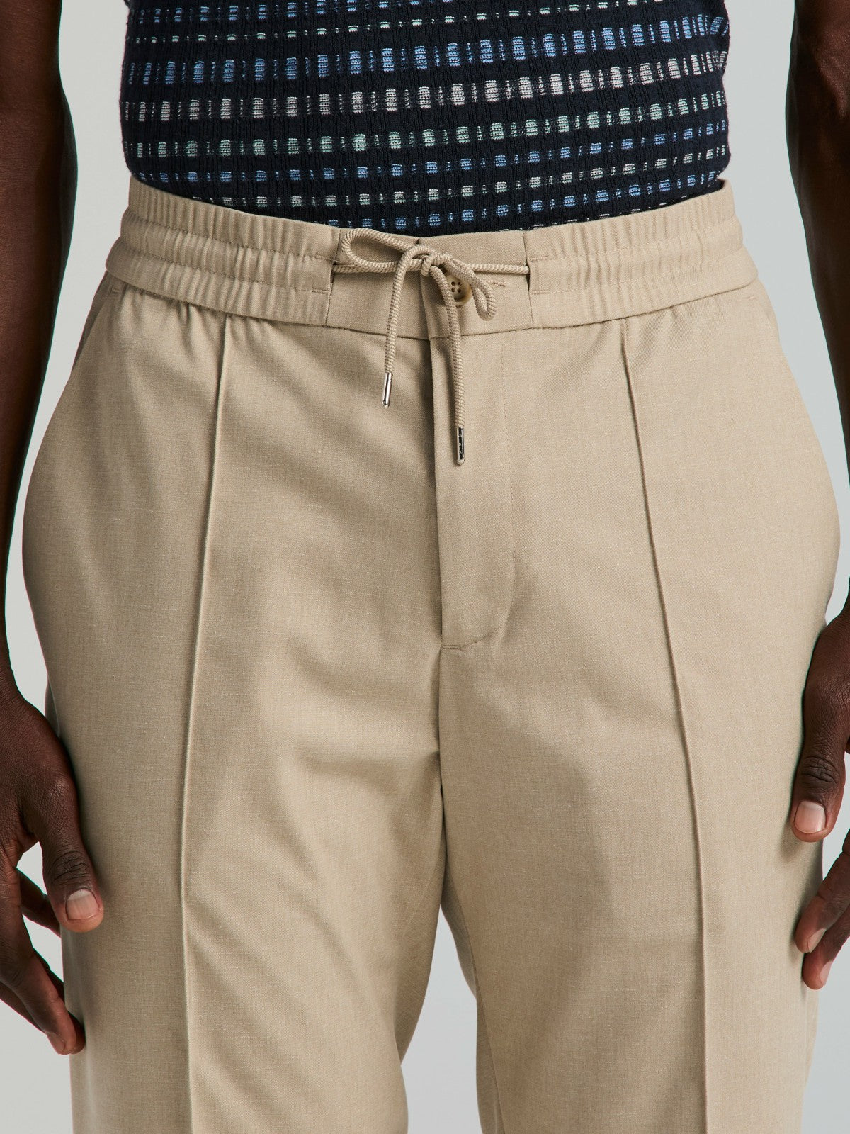 Perry Ellis Slim Fit Linen Blend Drawstring Pants