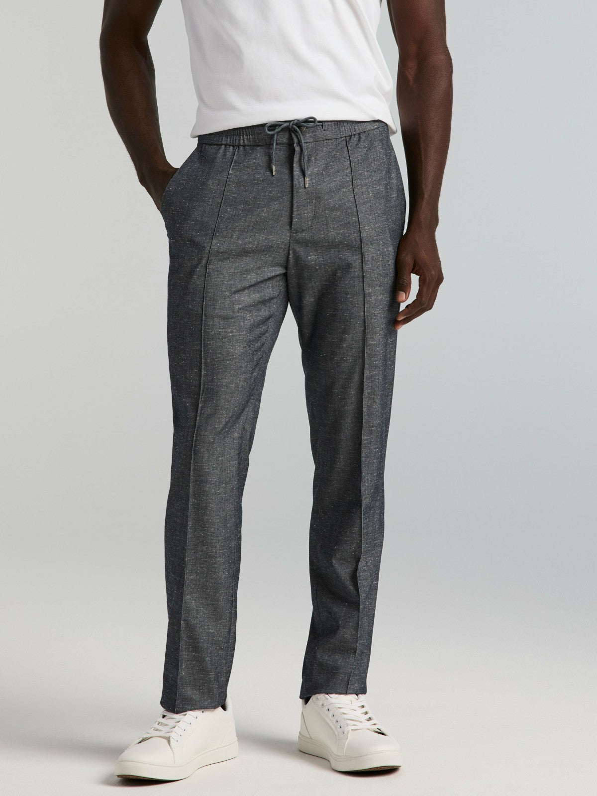 Perry Ellis Slim Fit Linen Blend Drawstring Pants