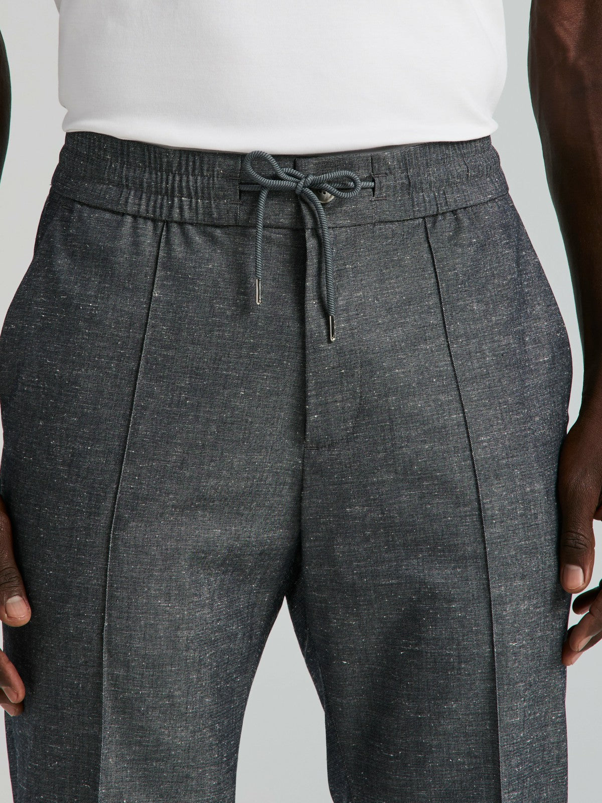 Perry Ellis Slim Fit Linen Blend Drawstring Pants