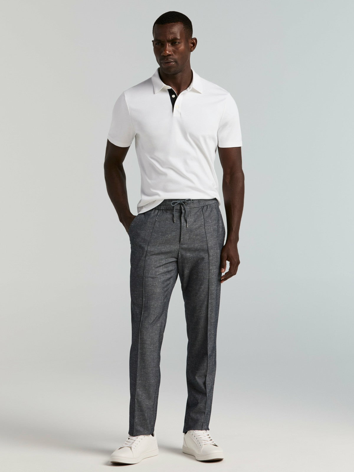 Perry Ellis Slim Fit Linen Blend Drawstring Pants