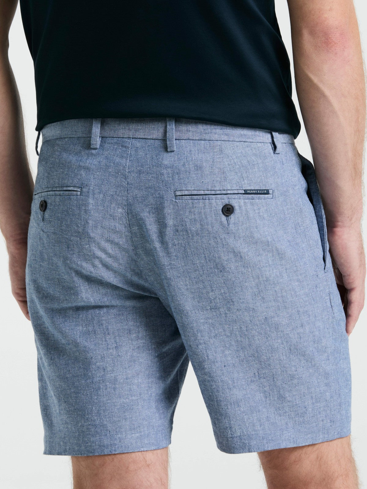 Perry Ellis 8" Flat Front Linen Cotton Short