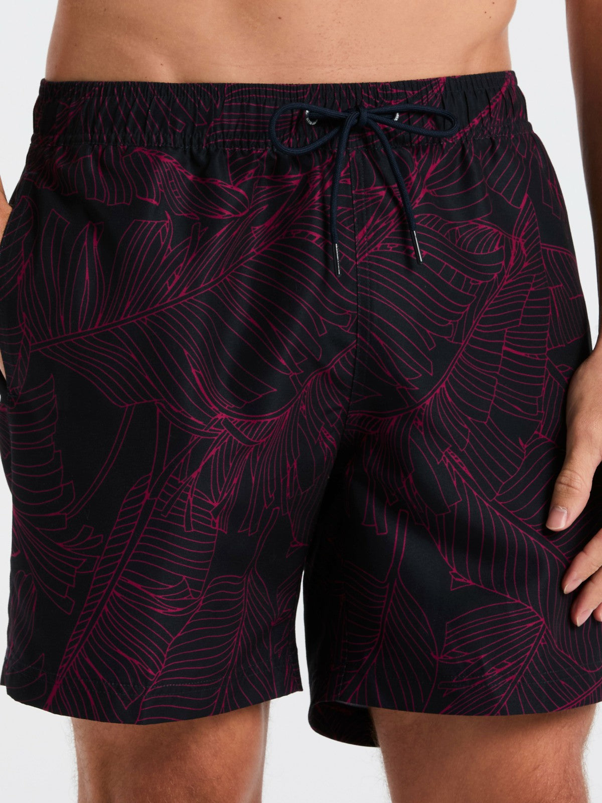 Perry Ellis Botanical Line Print Swim Trunk