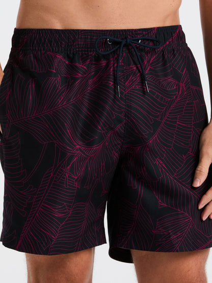 Perry Ellis Botanical Line Print Swim Trunk