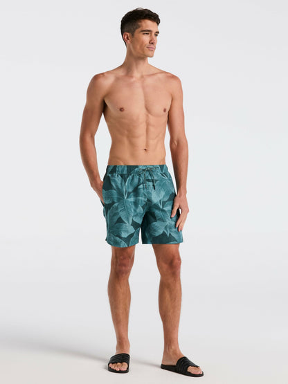 Perry Ellis Tropical Plant Print Swim Trunk