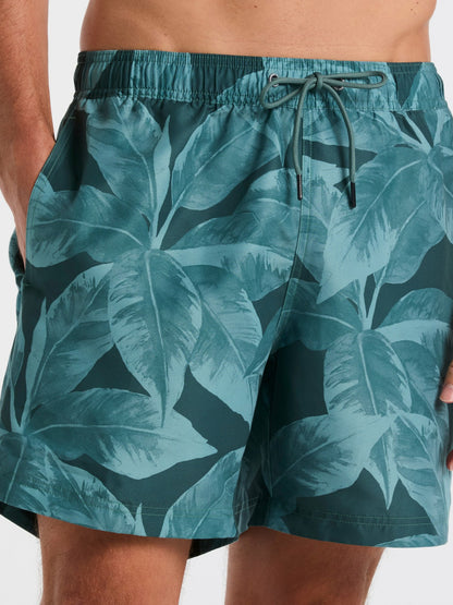 Perry Ellis Tropical Plant Print Swim Trunk